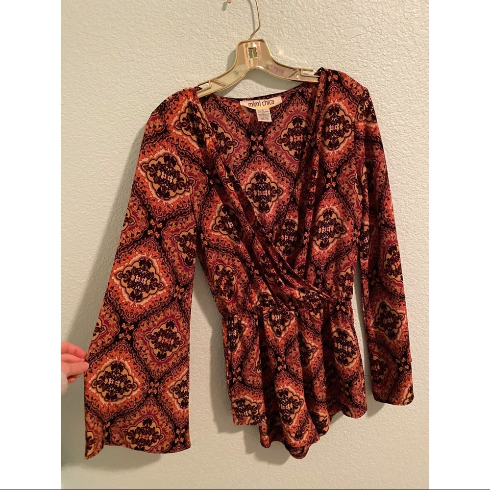 Mimi Chica 70s flounce sleeve romper